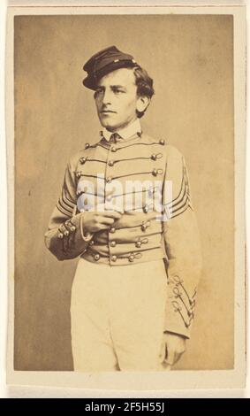 Nicht identifizierter Bürgerkrieg lötet mit einer Kappe, in quasi-napoleanischen Haltung. Charles DeForest Fredricks (amerikanisch, 1823 - 1894) Stockfoto