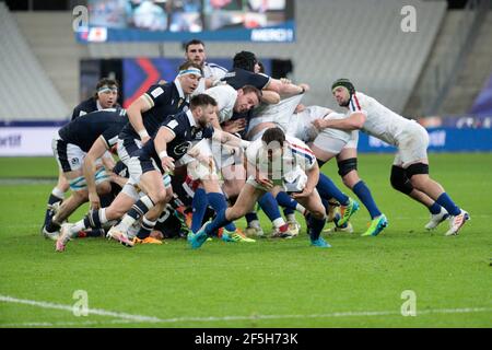 Saint Denis, Frankreich. März 2021, 26th. Antoine DUPONT (FRA) beim sechs-Nationen-Rugby-Union-Spiel 2021 zwischen Frankreich und Schottland am 26. März 2021 im Stade de France in Saint-Denis bei Paris, Frankreich - Foto Stephane Allaman/DPPI Credit: DPPI Media/Alamy Live News Stockfoto