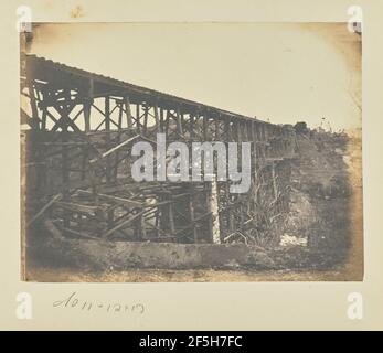 Militärische Eisenbahnbrücke über Potomac Creek, auf der Fredericksburg Railroad. A. J. Russell (Amerikanisch, 1830 - 1902) Stockfoto