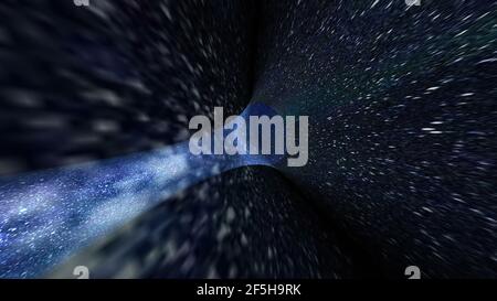 Tauchen Sie durch den schnellen Hyperwarp-Stars-Tunnel Stockfoto