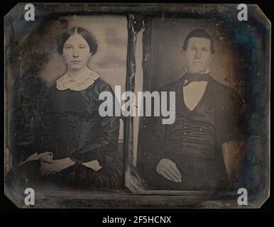 Kopieren Sie die Daguerreotypie von zwei Daguerreotypien-Porträts. Unbekannter Hersteller, Amerikaner Stockfoto