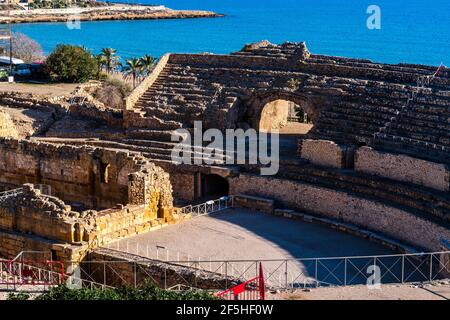 Historisches Zentrum von Tarragona, Tarraco, Katalonien, Spanien, UNESCO-Weltkulturerbe. Stockfoto