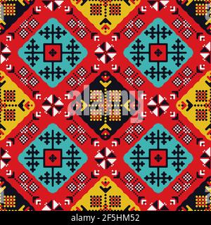 Russische Fliese, Hintergrund dekorative nahtlose Muster Stock Vektor