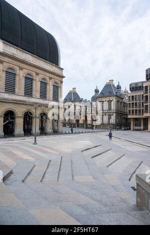 Louis Pradel Platz und Oper während der Gefangenschaft, Lyon, Frankreich Stockfoto