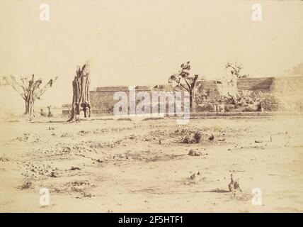 Karge Landschaft mit einer nicht identifizierten Fortess, Delhi. Charles Moravia (britisch, um 1821 - 1859) Stockfoto