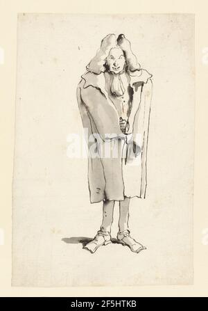 Karikatur eines Mannes, der einen Mantel trägt. Giovanni Battista Tiepolo (Italienisch, 1696 - 1770) Stockfoto