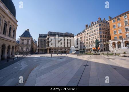 Louis Pradel Platz und Oper während der Gefangenschaft, Lyon, Frankreich Stockfoto