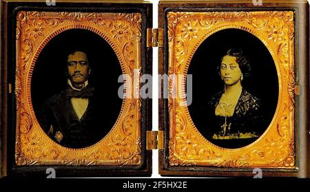 Königin Emma und Kamehameha IV (gerahmt). Stockfoto