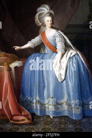 Königin Maria I. von Portugal (1734-1816) in einem Gemälde aus dem 18th. Jahrhundert. Stockfoto