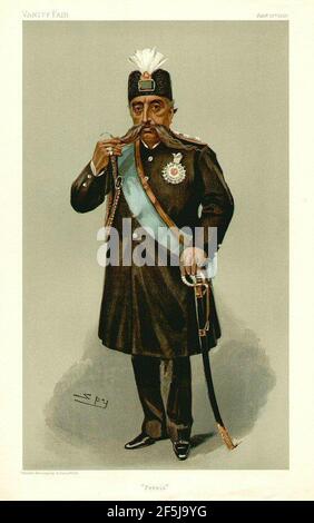 Mozaffar ad-DIN Shah Qajar, Vanity Fair, 1903-01-29. Stockfoto