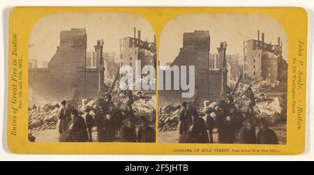 Blick auf Milk Street, von unten New Post Office. Ruins of Great Fire in Boston, 9th. Und 10th. November 1872. John P. Soule (amerikanisch, 1827 - 1904) Stockfoto