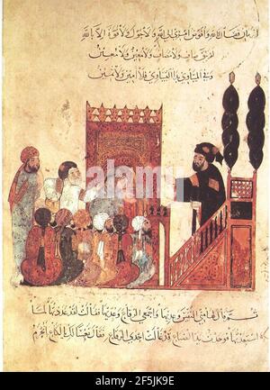 Qadi Abbasid - Maqamat Harir 1237. Stockfoto