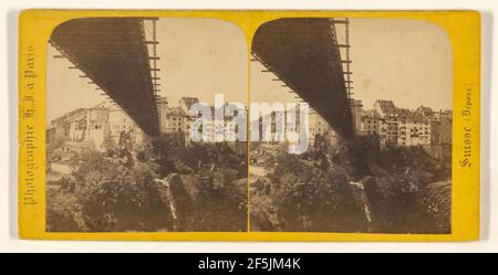 Freiburg. Vue Pry sous le Pont suspendu.. Hippolyte Jouvin (Französisch, 1825 - 1889) Stockfoto