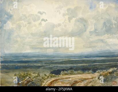 Blick auf ein Tal in der Normandie. Paul Huet (Französisch, 1803 - 1869) Stockfoto