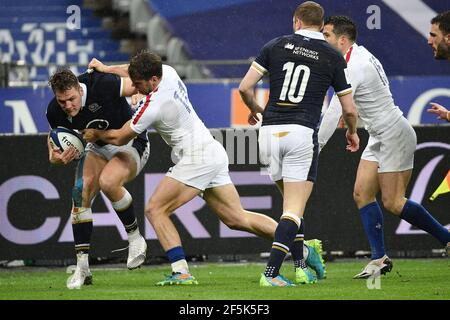 Schottlands Duhan van der Merwe in Aktion während der Six Nations Rugby Championship Spiel zwischen Frankreich und Schottland in Stade De France,am 26,2021. März in Saint-Denis,Frankreich.Foto von David Niviere/ABACAPRESS.COM Stockfoto