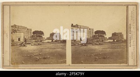 Blick auf nicht identifizierte italienische Stadt, mit Gebäude mit Namen 'Uffizio Dognaniz'. Alphonse Bernoud (Italienisch, 1820 - 1889) Stockfoto