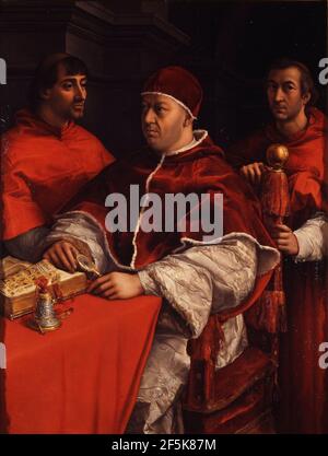 Raffaello Sanzio - Ritratto di Leone X coi cardinali Giulio De' Medici e Luigi de' Rossi Stockfoto