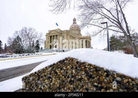 21. März 2015 - Edmonton Alberta Kanada - Alberta Legistlaturgebäude im Winter Stockfoto