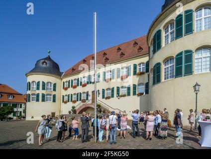 Hochzeitsempfang auf Schloss Bad Bergzabern, Deutsche Weinstraße, Rheinland-Pfalz, Deutschland Stockfoto