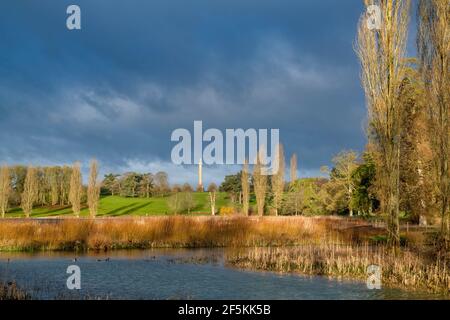 Blenheim Schlosspark in der frühen Morgensonne des Frühlings kurz nach Sonnenaufgang. Woodstock, Oxfordshire, England Stockfoto