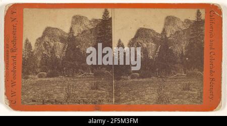 Blick auf die drei Grazien in Yosemite, 2.660 Ft. Hoch, Mit Dem Brautschleier Fallen. C. W. Woodward (amerikanisch, 1836 - 1894, aktiv Rochester, New York) Stockfoto