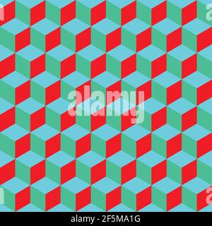 Abstrakte bunte geometrische Würfel. Nahtloses Muster. Perfekte Farbkombination Hintergrund. Stock Vektor