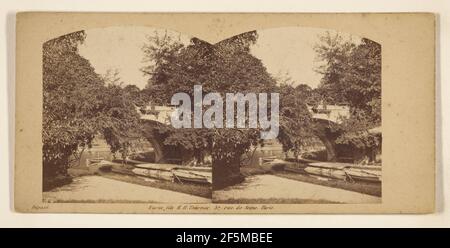 Chateau Imperial de Saint-Cloud. Parc Reserve. Pont de la Riviere de Villeneuve/Brücke über den Fluss Villeneuve.. Furne Fils & H. Tournier Stockfoto