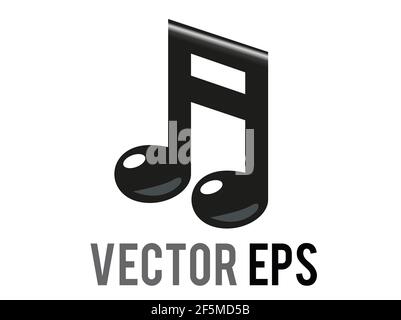 Der isolierte Vektor schwarze Musik Note Symbol, gestrahlte Paar der achten Noten, Song-Texte oder andere Musik verwandte Themen Stockfoto