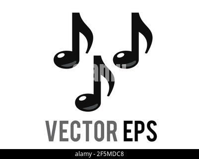 Der isolierte Vektor schwarz drei achten Noten Musik Note Symbol, stellen Musik oder Gesang Stockfoto