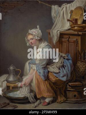 Die Laundress (La Blanchisseuse). Jean-Baptiste Greuze (Französisch, 1725 - 1805) Stockfoto