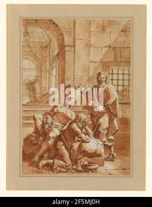 Joseph Dolmetschen der Träume seiner Mitgefangenen. Francesco Salvator Fontebasso (Italienisch, 1707 - 1769) Stockfoto