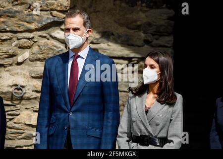 König Felipe VI von Spanien, Königin Letizia von Spanien besuchen Dareny Plandolit Museum während 2 Tage Staatsbesuch im Fürstentum Andorra im Andorra Park Hotel am 26. März 2021 in Andorra la Vella, Fürstentum Andorra. Foto von Archie Andrews/ABACAPRESS.COM Stockfoto