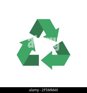 Grünes dreieckiges Öko-Recycling-Symbol. Symbolvektor für die Verwendung von Müll. Hergestellt aus recycelbaren Materialien Verpackung Schild. Vektor-eps-Darstellung auf weißem Hintergrund isoliert Stock Vektor