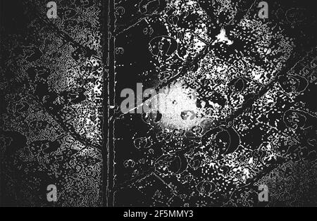 Verzweifelte Overlay Holzblatt Makro-Textur mit Streifen. Grunge schwarz und weiß Hintergrund. Abstrakte Halbton-Vektor-Illustration Stock Vektor