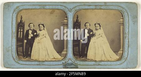 Hochzeitsporträt von 'General Tom Thumb' und Lavinia Warren. Charles Dauvois (Französisch, aktiv 1860s) Stockfoto