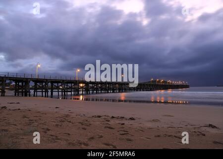 Coffs Harbour Jetty bei Sonnenaufgang, NSW, Australien. Stockfoto