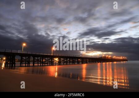 Coffs Harbour Jetty bei Sonnenaufgang, NSW, Australien. Stockfoto