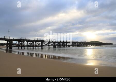 Coffs Harbour Jetty bei Sonnenaufgang, NSW, Australien. Stockfoto