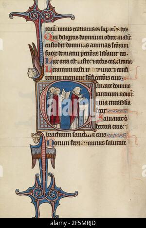 Initial C: Kleriker singen. Bute Master (französisch-flämisch, aktiv um 1260 - 1290) Stockfoto