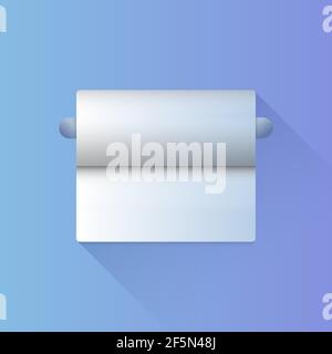 Spender für weiße Papierhandtuchrollen. Isoliert auf blauem Hintergrund. Vektorgrafik. Verlaufsfarben. Stock Vektor