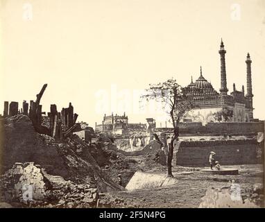 Batterie in der Nähe des Begum Kotie. Zweiter Angriff von Sir Colin Campbell im März 1858.. Stockfoto