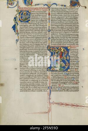 Initial E: Monk Reading; Initial B: Christ mit David spielt die Harfe. Unbekannt Stockfoto