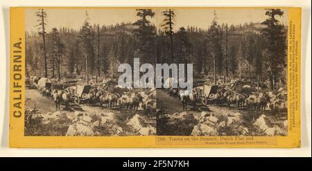 Teams auf dem Gipfel, Dutch Flat und Donner Lake Wagon Road, Placer County.. Lawrence & Houseworth Stockfoto