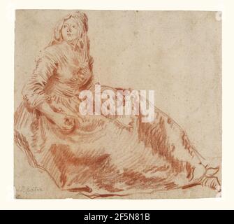 Studie einer sitzenden Frau. Jean-Baptiste Pater (Französisch, 1695 - 1736) Stockfoto