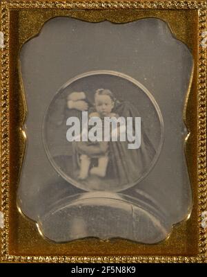 Kopie des Daguerreotyps eines kreisförmigen Daguerreotyps eines Kindes. Unbekannter Hersteller, Amerikaner Stockfoto