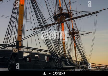 HMS Trincomalee, Großbritanniens ältestes Kriegsschiff, das noch immer im Wasser liegt, im Hartlepool Maritime Experience / National Museum of the Royal Navy (Historic Quay) Stockfoto