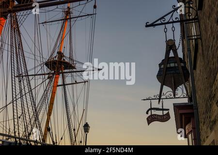 HMS Trincomalee, Großbritanniens ältestes Kriegsschiff, das noch immer im Wasser liegt, im Hartlepool Maritime Experience / National Museum of the Royal Navy (Historic Quay) Stockfoto