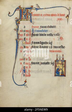 Kalenderseite für Februar; Warmhalten. Unbekannt Stockfoto