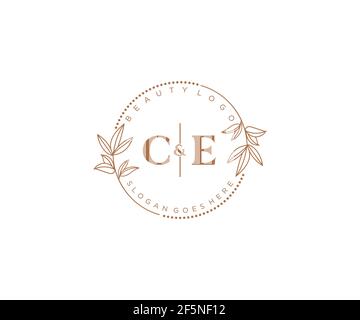 CE Buchstaben schöne florale feminine editierbare vorgefertigte Monoline Logo geeignet für Spa Salon Haut Haar Schönheit Boutique und Kosmetik Unternehmen. Stock Vektor