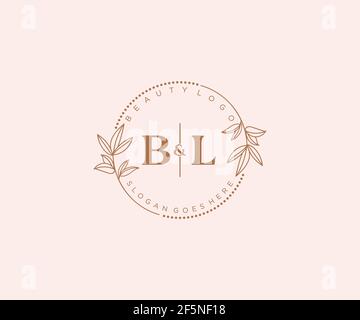 BL Buchstaben schöne florale feminine editierbare vorgefertigte Monoline Logo geeignet für Spa Salon Haut Haar Schönheit Boutique und Kosmetik Unternehmen. Stock Vektor